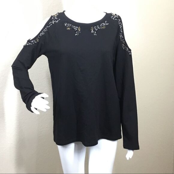 Halogen Beaded Cold Shoulder Sweater (B15) - Picture 1 of 6